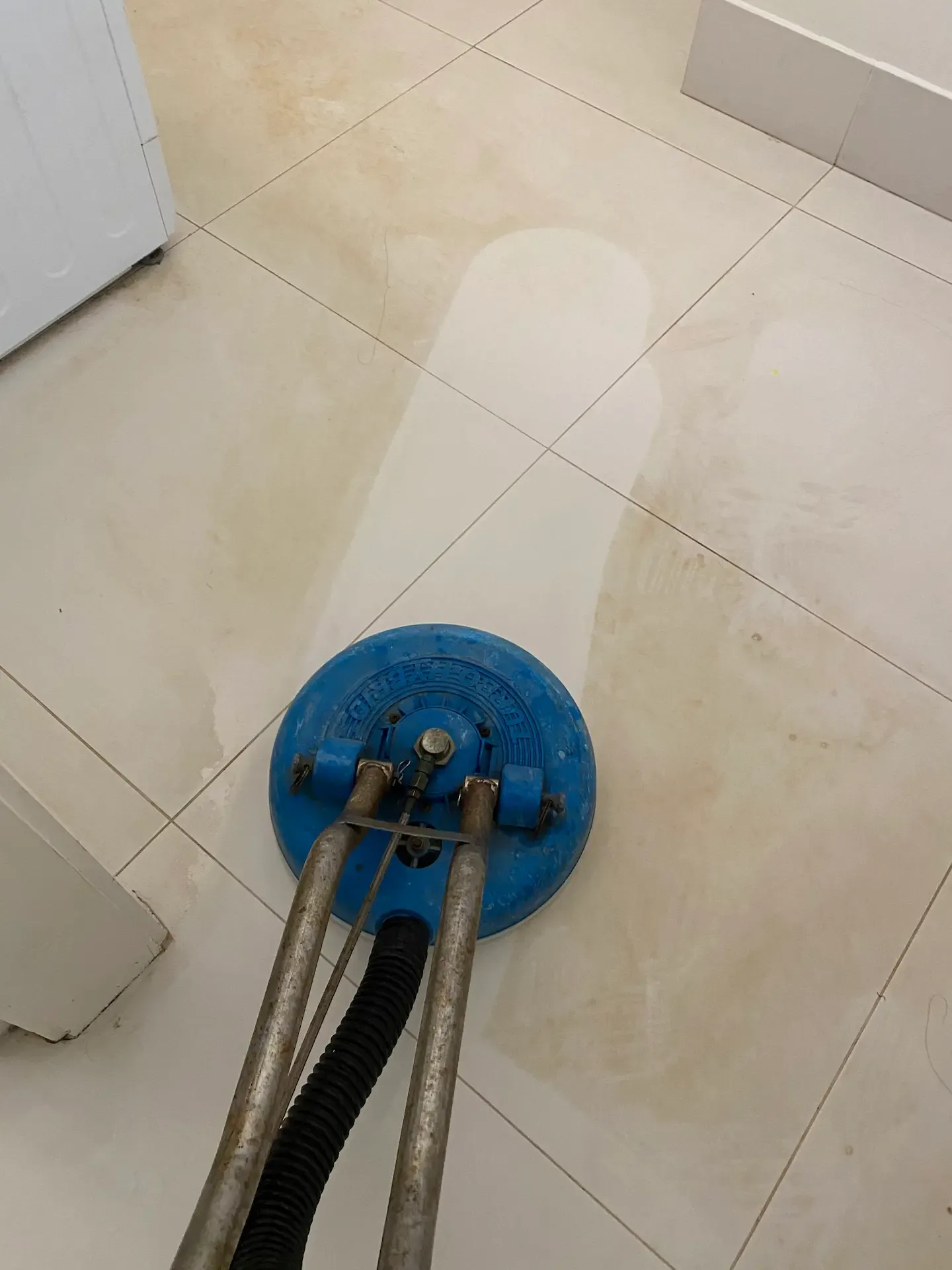 Professional commercial tile cleaning Gold Coast service being performed in a Gold Coast business